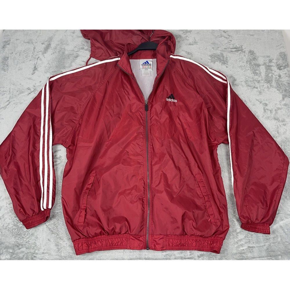 Vintage Adidas Adult XL Windbreaker With‎ Hood Track Jacket Coat